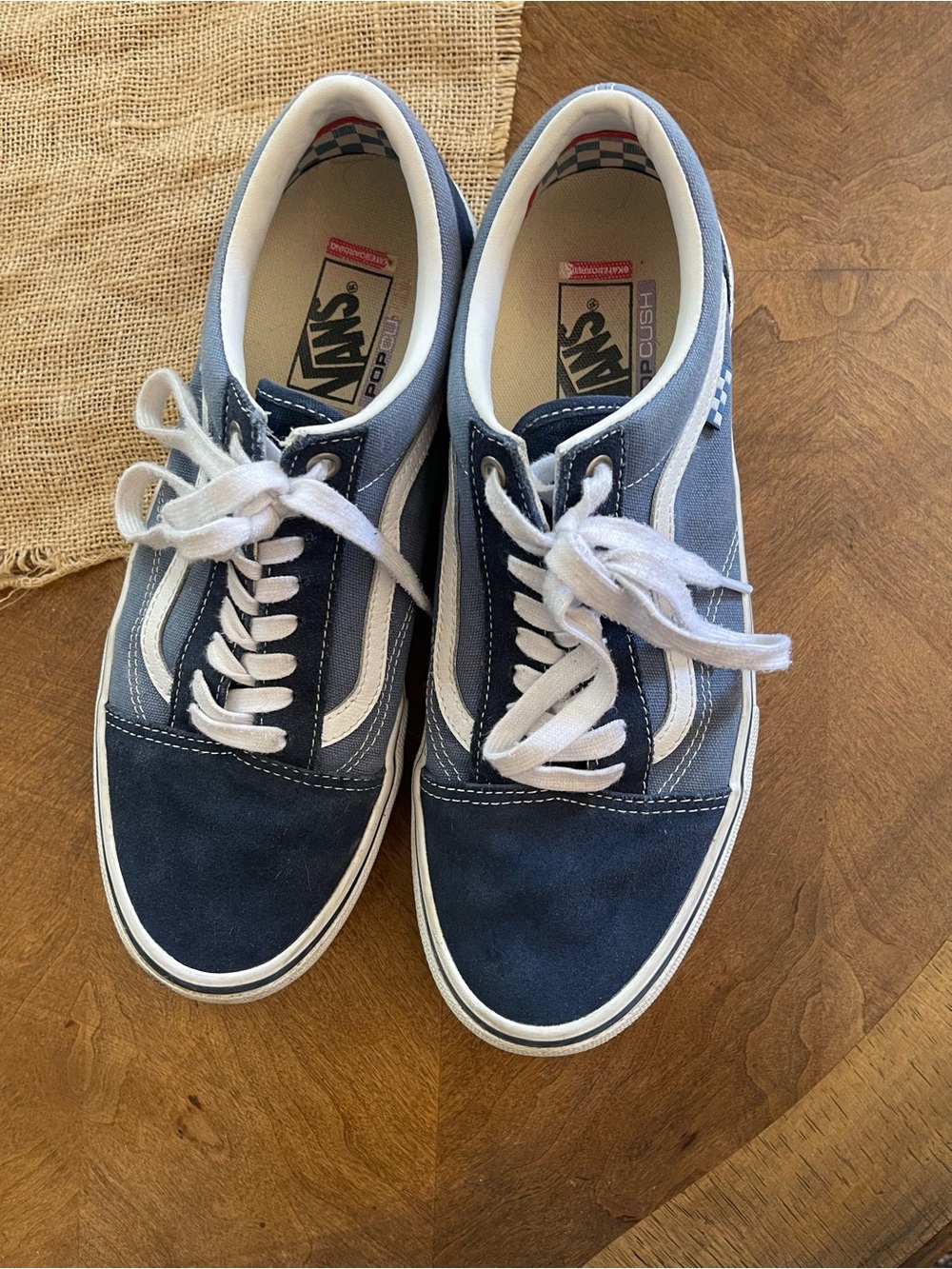 Vans Pop Cush Navy and White Old Skool Suede Navy/Blue Low-Top Sneakers 11 EUC!